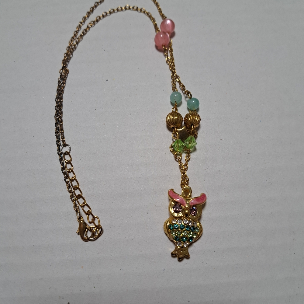 Sparkly Colorful Owl Necklace